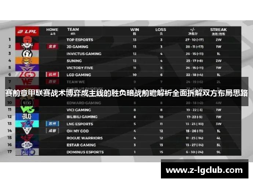 赛前意甲联赛战术博弈成主线的胜负暗战前瞻解析全面拆解双方布局思路